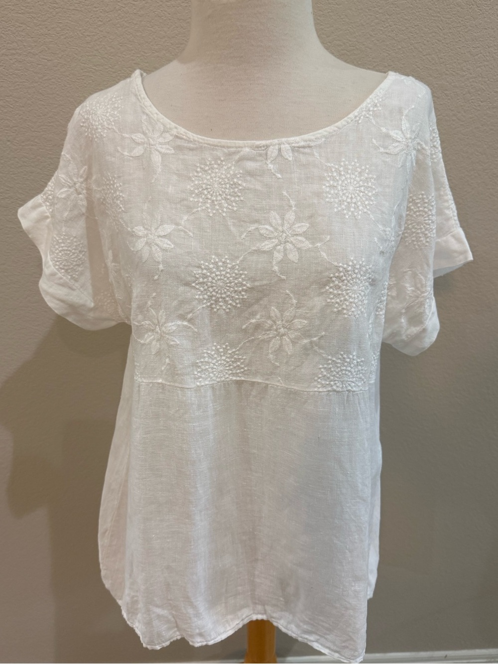 Terzo Millennio Top Large 100% Linen HiLow Made in Italy Lagenlook Bright White - Picture 2 of 7